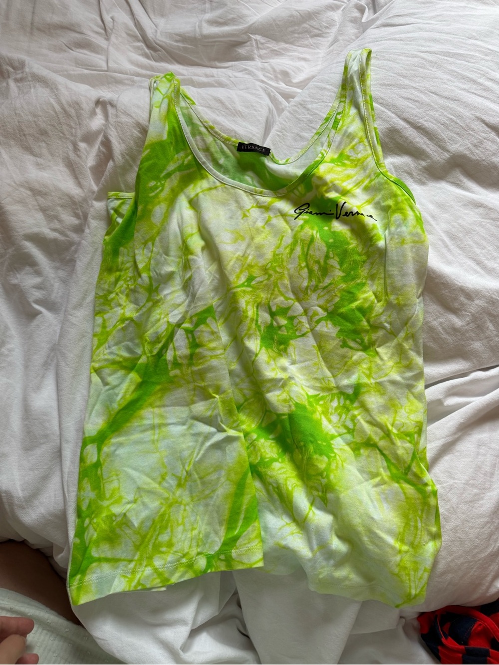Versace Lime Green Tie-Dye Tank Top